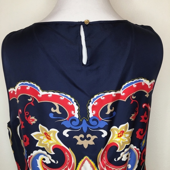 Talbots Petite Silk Sleeveless Top Size 12 Blue - Picture 5 of 7